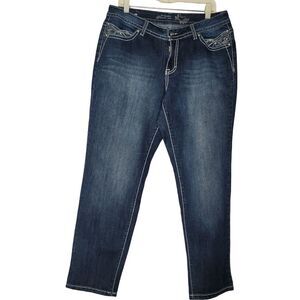 Style & Co. Curvy Stretch High Rise 14 Embroidered Jeans Western‎ Work Boho Y2K